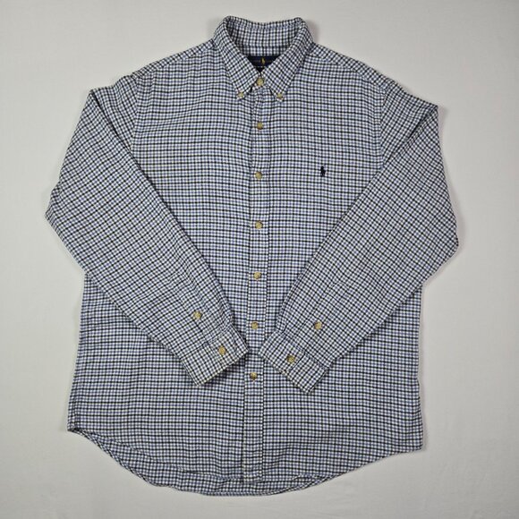 Ralph Lauren XL Classic Fit Blue Plaid Button Down Shirt Long Sleeve Preppy - Picture 4 of 16